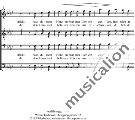 Hartmann, Werner
: A la Música (Du holde Kunst, in vieviel grauen Stunden) - Coro>TTBB:1