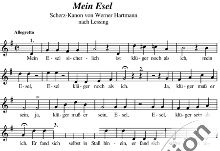Hartmann, Werner: Mein Esel (4-stg. Kanon) - Chor>X:0