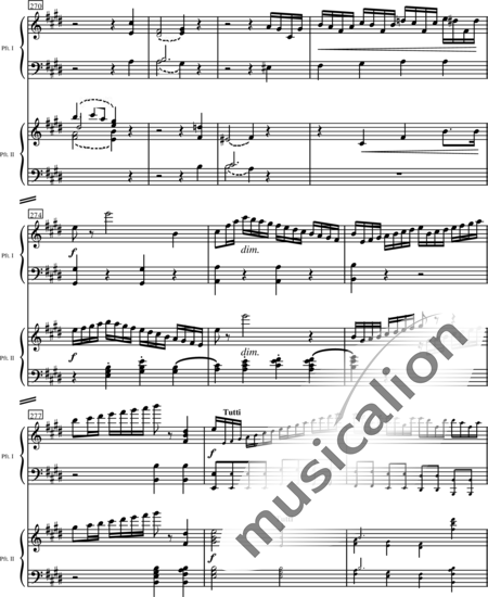 Mendelssohn Bartholdy, Felix: Concerto for 2 pianos and orchestra in E Major, 1st mvt - Piano 2+[Fl+Ob2+ClA2+Bn2]+[Hn2+Tpt2]+Tmp+Cnt+[Vln2+Vla]:186
