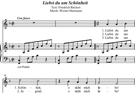 Hartmann, Werner: Liebst du um Schönheit - Solo>Sop+Klavier:0