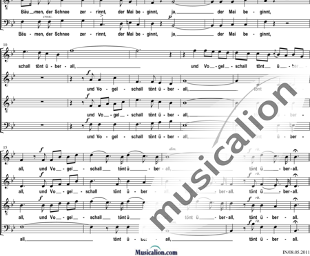 Mendelssohn Bartholdy, Felix: Mailied ("Der Schnee zerrinnt, der Mai beginnt") - Choir>SATB:1