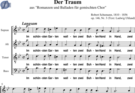 Schumann, Robert: Der Traum ("Im schönsten Garten wallten") - Coro>SATB:0