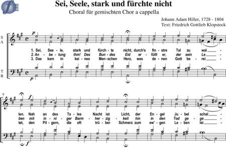 Hiller, Johann Adam : Sei, Seele, stark und fürchte nicht 2 (Choral, 3 Strophen)  - Chor>SATB:0