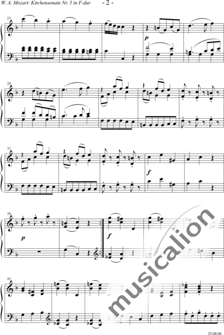 Mozart, Wolfgang Amadeus: Sonata de Iglesia Nr. 5 en Fa mayor (arreglo para órgano solo) - Órgano:2