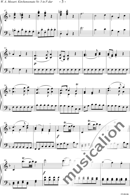 Mozart, Wolfgang Amadeus: Sonata de Iglesia Nr. 5 en Fa mayor (arreglo para órgano solo) - Órgano:3