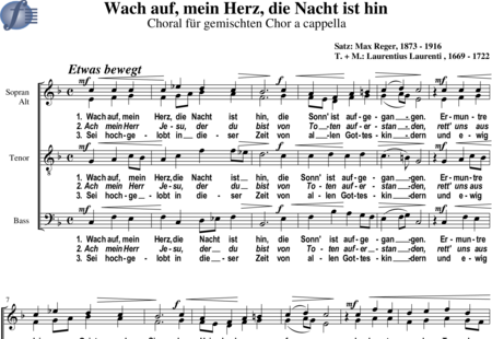 Reger, Max: Wach auf, mein Herz, die Nacht ist hin (Choral) - Choir>SATB:0