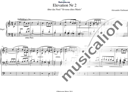 Guilmant, Felix Alexandre: Elevation No. 2 on "Or nous dites Marie" - Organ:0