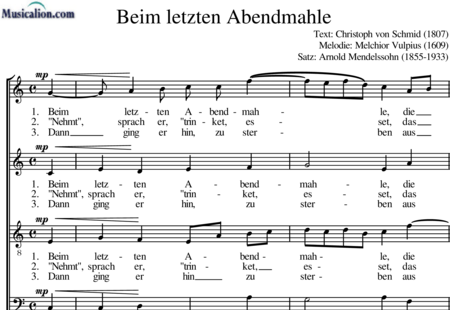 Vulpius, Melchior: Beim letzten Abendmahle - Choir>SATB:0
