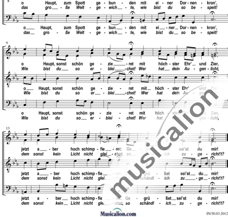 Bach, Johann Sebastian: O Haupt voll Blut und Wunden - Chor>SATB:1
