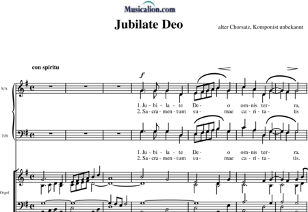 Anónimo, desconocido: Jubilate Deo - Coro>SATB+Órgano:0