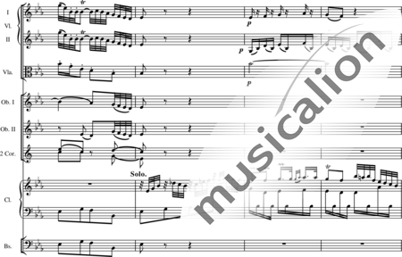 Boccherini, Luigi: Concerto in modo Es: 2. Satz - Cembalo+Ob2+HnEs2+[Vl2+Vla+Kb]:6