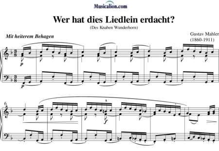 Mahler, Gustav: Wer hat dies Liedlein erdacht? - Solo>Alt+Klavier:0