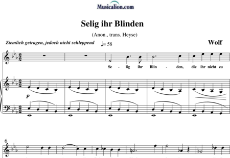Wolf, Hugo: Selig ihr Blinden - Solo>Sop+Klavier:0