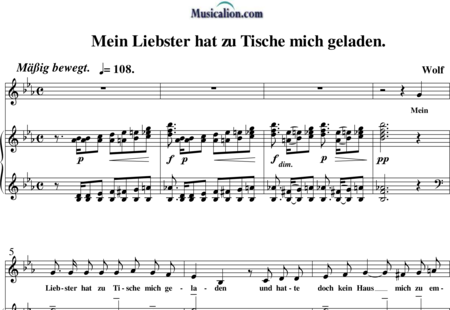 Wolf, Hugo: Mein Liebster hat zu Tische mich geladen. - Solo>sop+Piano:0