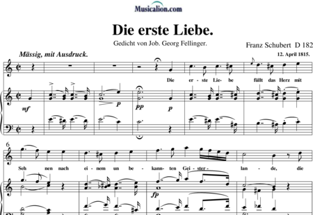 Schubert, Franz (Peter): Die erste Liebe - Solo>Ten+Klavier:0