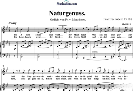 Schubert, Franz (Peter): Naturgenuss. - Solo>Ten+Piano:0