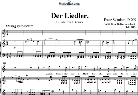 Schubert, Franz (Peter): Der Liedler - Solo>Ten+Piano:0