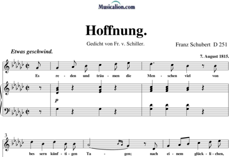 Schubert, Franz (Peter): Hoffnung - Solo>Ten+Klavier:0