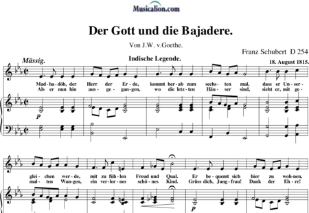 Schubert, Franz (Peter): Der Gott und die Bajadere - Solo>X+Klavier:0