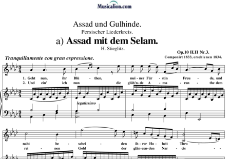 Loewe, Carl: Assad mit dem Selam - Solo>Sop+Klavier:0