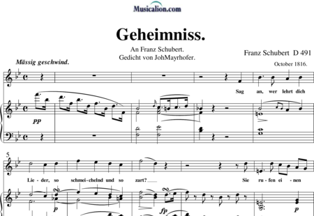 Schubert, Franz (Peter): Geheimniss. - Solo>Sop+Klavier:0