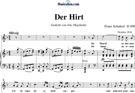 Schubert, Franz (Peter): Der Hirt - Solo>Sop+Klavier:0