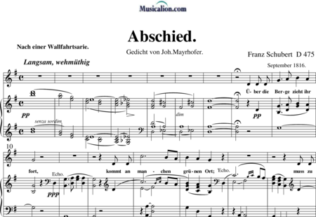 Schubert, Franz (Peter): Abschied - Solo>sop+Piano:0