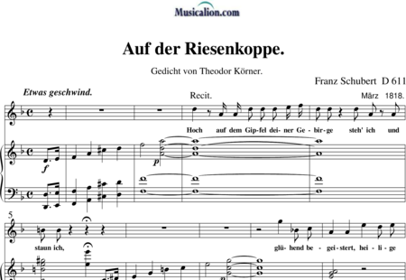 Schubert, Franz (Peter): Auf der Riesenkoppe - Solo>Sop+Klavier:0