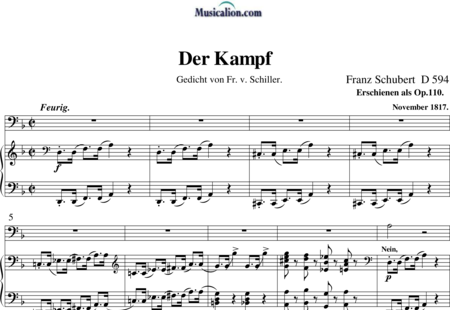 Musicalion Der Kampf (D. 594 Op. 110) - Franz (Peter) Schubert | Sheet music to ...