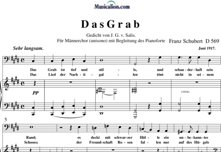 Schubert, Franz (Peter): The Grave (Das Grab) - Solo>bajo+Piano:0