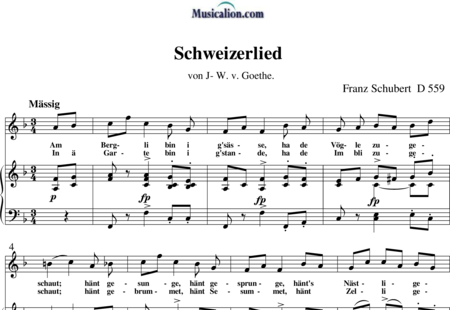 Schubert, Franz (Peter): Schweizerlied - Solo>Sop+Klavier:0