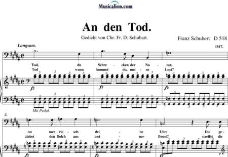 Schubert, Franz (Peter): An  den  Tod - Solo>Bass+Klavier:0