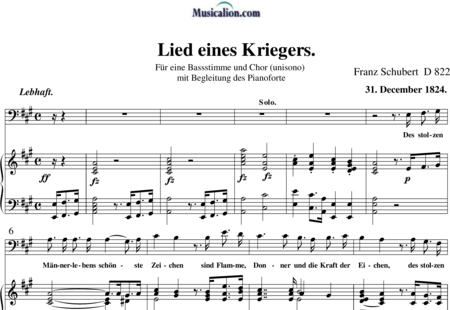 Schubert, Franz (Peter): Lied eines Kriegers - Solo>Bass+Klavier:0