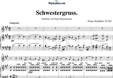 Schubert, Franz (Peter): Schwestergruss - Solo>Sop+Klavier:0
