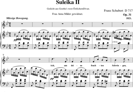 Schubert, Franz (Peter): Suleika II - Solo>Sop+Klavier:0