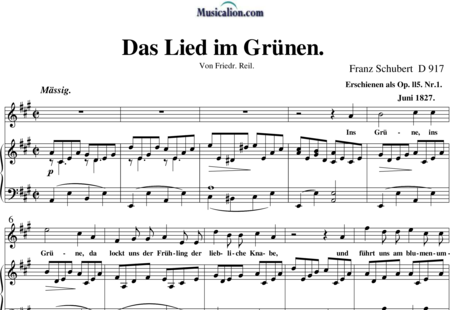 Schubert, Franz (Peter): Das Lied im Grünen - Solo>sop+Piano:0