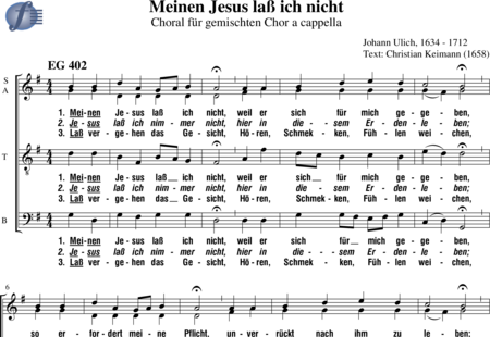 Ulich, Johann: Meinen Jesus laß ich nicht (Choral) - Chor>SATB:0