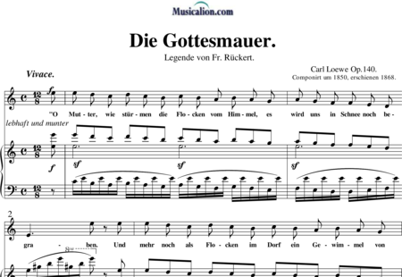 Loewe, Carl: Die Gottesmauer. - Solo>Sop+Klavier:0
