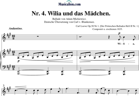 Loewe, Carl: Wilia und das Mädchen - Solo>Sop+Klavier:0
