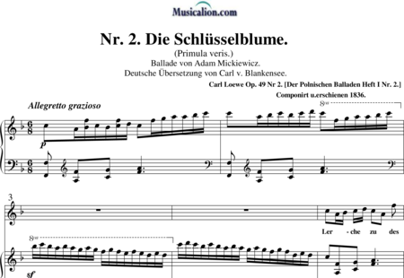 Loewe, Carl
: Die Schlüsselblume - Solo>sop+Piano:0