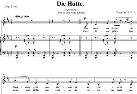 Grieg, Edvard Hagerup: Die Hütte - Solo>alto+Piano:0