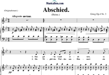 Grieg, Edvard Hagerup: Abschied - Solo>alto+Piano:0