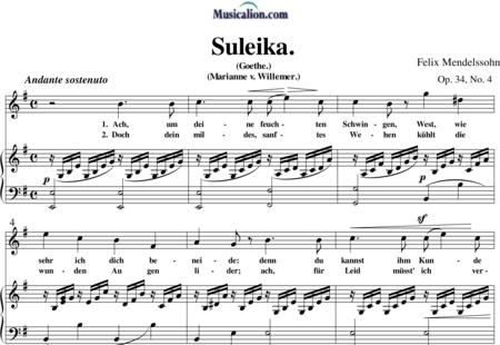 Mendelssohn Bartholdy, Felix: Suleika - Solo>Sop+Klavier:0