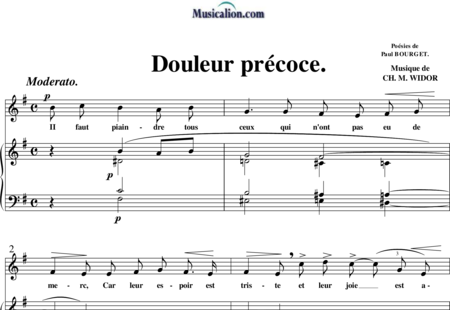 Widor, Charles-Marie : Douleur précoce - Solo>Sop+Klavier:0