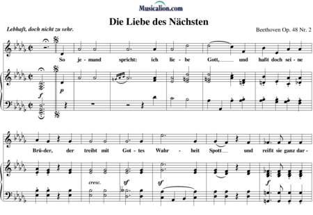 Die Liebe Des Nachsten Op 48 No 2 Ludwig Van Beethoven Sheet Music To Download