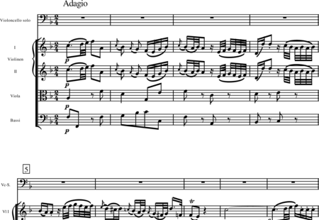 Haydn, (Franz) Joseph: Cellokonzert Nr. 1 C-Dur 2. Satz - Violoncello+Ob2+Hn2+[Vl2+Vla+Vc+Kb]:0