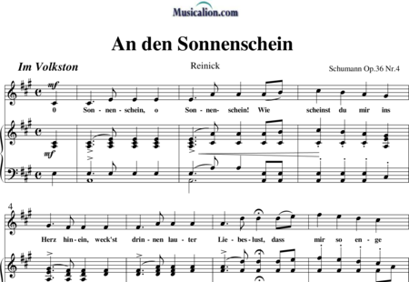 Schumann, Robert: An den Sonnenschein - Solo>Sop+Klavier:0