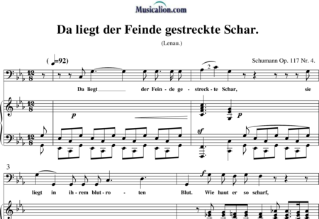 Schumann, Robert: Da liegt der Feinde gestreckte Schar - Solo>bajo+Piano:0