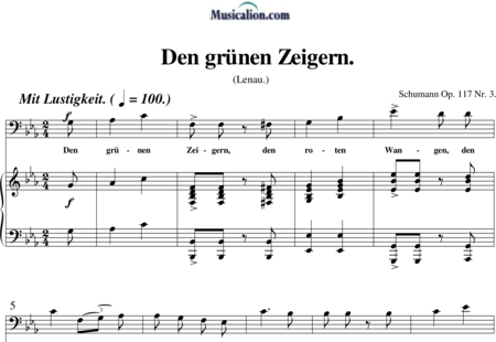 Schumann, Robert: Den grünen Zeigern - Solo>bajo+Piano:0