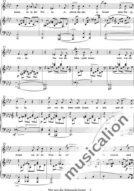 Nur wer die Sehnsucht kennt (Op. 98a Nr. 3) Robert Schumann Noten